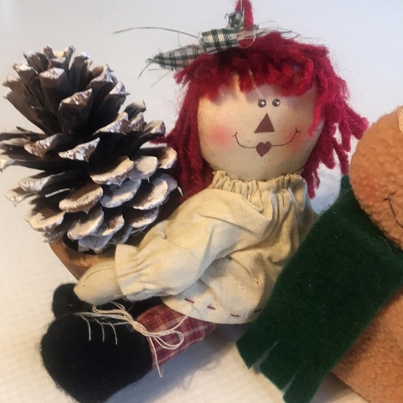 Vintage raggedy Ann and ginger bread man plush dolls country Christmas decor - Picture 2 of 11